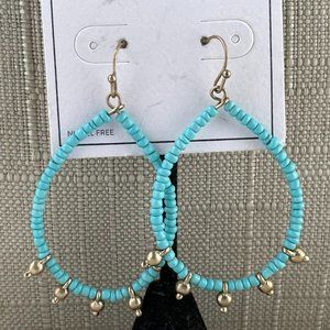Melrose and Market Women Earrings Blue Beads Gold Tone Ear Jewelry
